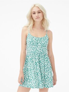 Soft stretchy fit and flare dress Teal Green Floral Midi preppy spring break